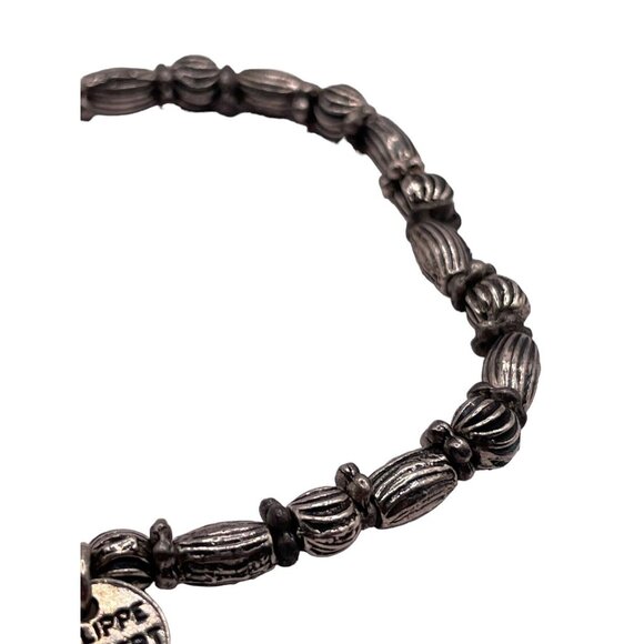 Vintage Philippe Audibert Paris Silver tone Beaded Metal Stretch Bracelet Signed - Picture 4 of 8